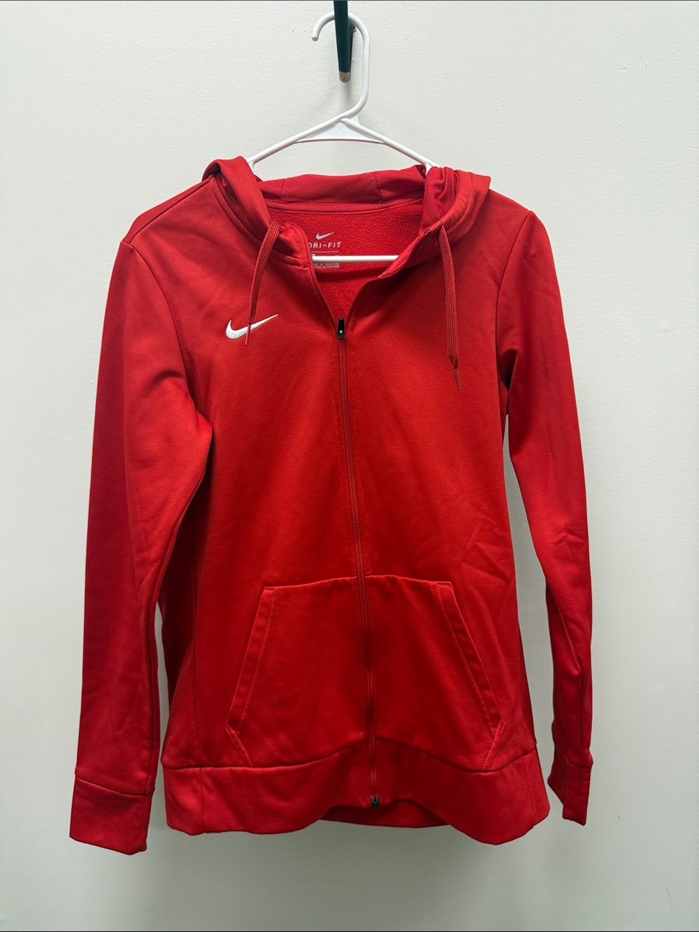 Nike Women's Red Full-Zip Hoodie with Swoosh
